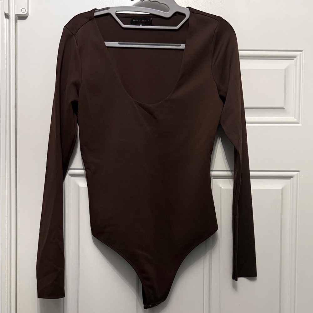 Good American medium NWOT Brown Long Sleeve Bodysuit
